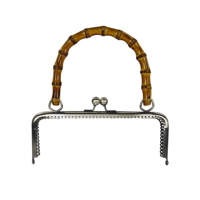 Chiusura clic clac Mini con manico in bamboo per borse