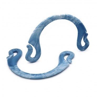 Manici Pipoca in resina effetto marmorizzato per borse Azzurro