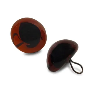 Fixed Glass Safety Eyes with Stem 2pcs Marrone