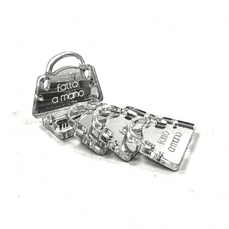 Handmade labels - Plexiglas - Mirror effect - Silver - Bag-5 pcs