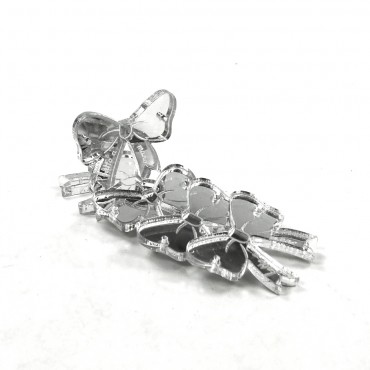 Targhette Handmade Plexi Specchiato argento  disegno Fiocco 5 pz