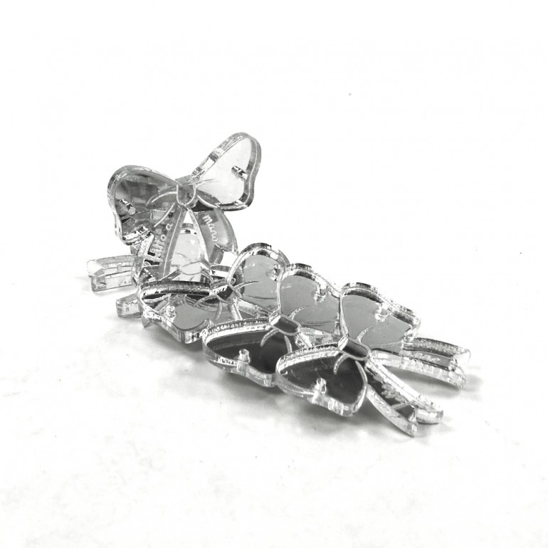 Etiqueta Handmade Plexi efecto Espejo plata dibujo Lazo 5 pz