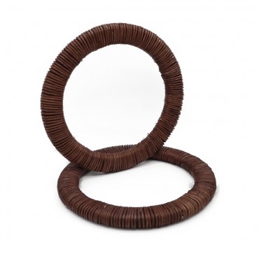 Manici per borse in legno e giunco naturali 15cm Scuro