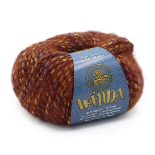 Wanda mezcla lana algodón viscosa lurex ovillo 50g Mattone