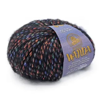 Wanda mélange laine coton viscose lurex pelote 50g Noir
