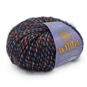 Wanda misto lana cotone viscosa lurex gomitolo 50g Nero