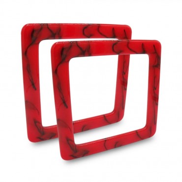 Manici Idenor in resina effetto marmorizzato per borse Rosso