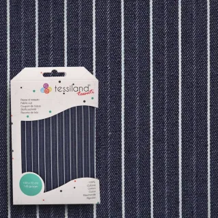Tejido denim rayado algodón 100x70 cm | Tessiland