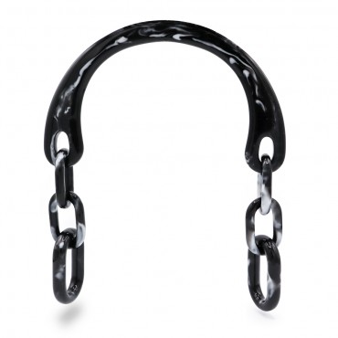 Manico Muara in resina effetto marmorizzato con catena per borse Nero