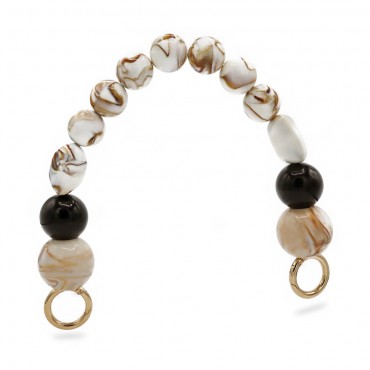 Manico Sfera in resina multicolor con moschettoni ad anello per pochette Beige