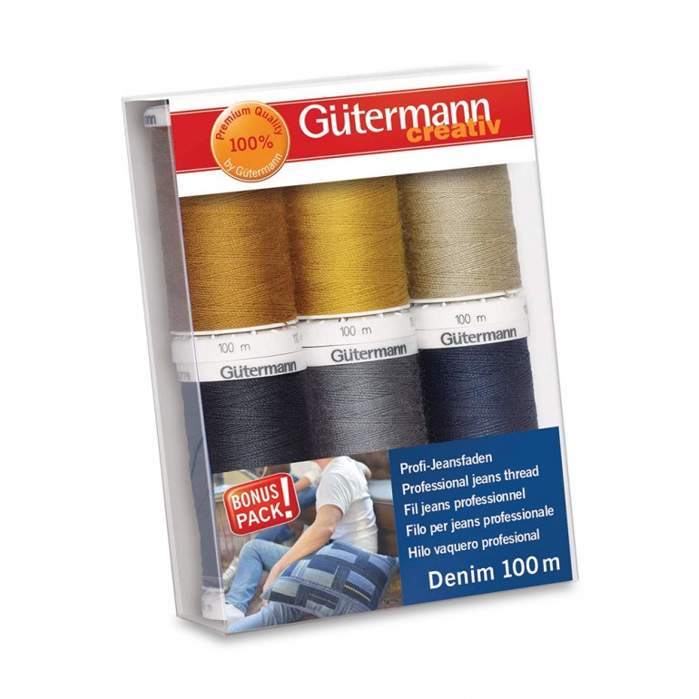 Set di filati cucirini Denim Gutermann. 6 Bobine