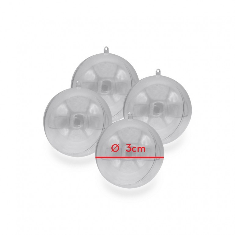 Pallina in plastica trasparente con appendino apribile