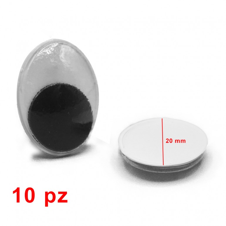 Occhi mobili NON adesivi ovali per amigurumi mm20-Bustina 10 pezzi