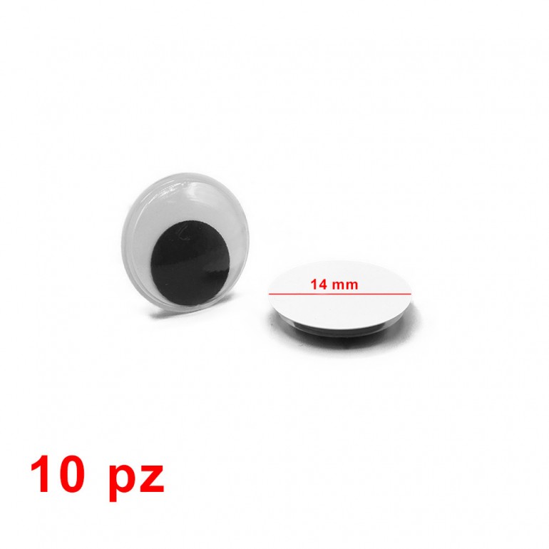 Occhi mobili NON adesivi tondi per amigurumi mm14-Bustina 10 pezzi
