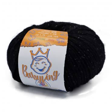 Baby King misto lana lurex gomitolo 50g Nero