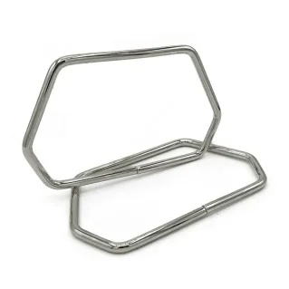 Hexagonal Metal Handles for Bags and Pouches Argento