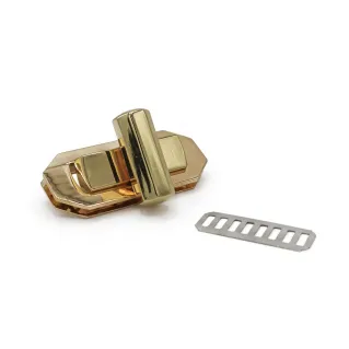 Octagonal Turn Lock 54x25mm for Bags Oro