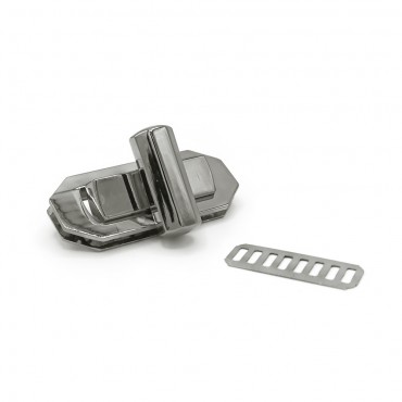Chiusura a girello Ottagono 54x25mm per borse Argento