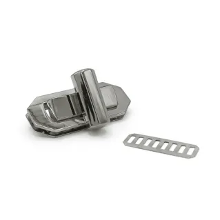Octagonal Turn Lock 54x25mm for Bags Argento