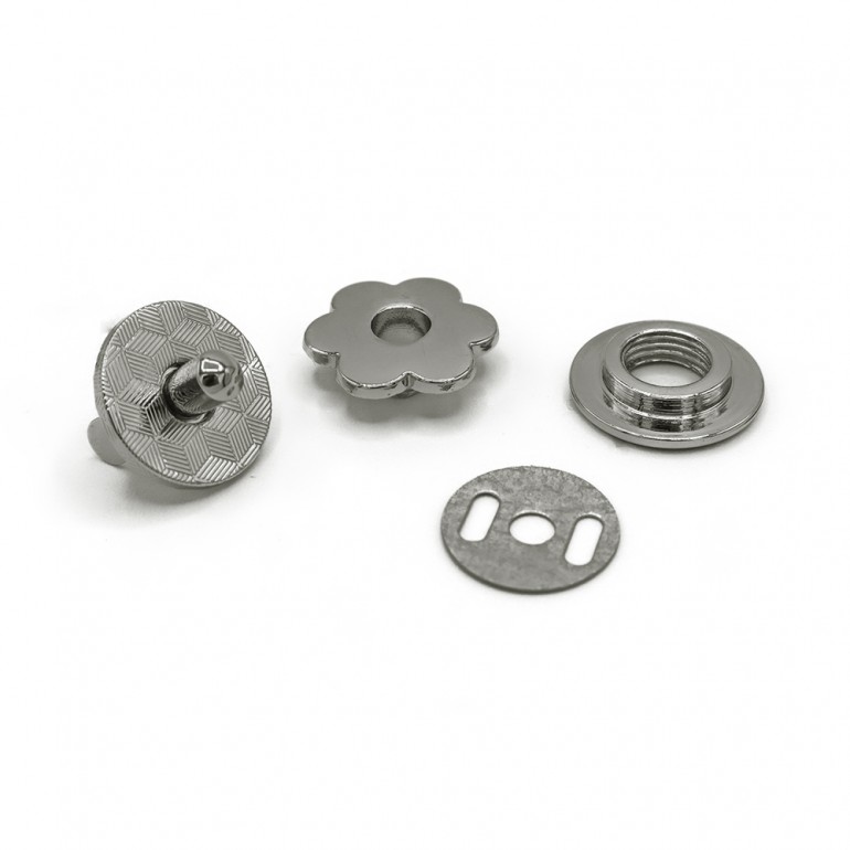 Botón magnético Flor Plata mm 20 | Tessiland