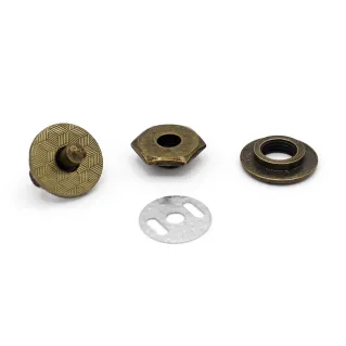 Bouton magnétique hexagonal pour fermeture de sacs avec ailettes Bronzo
