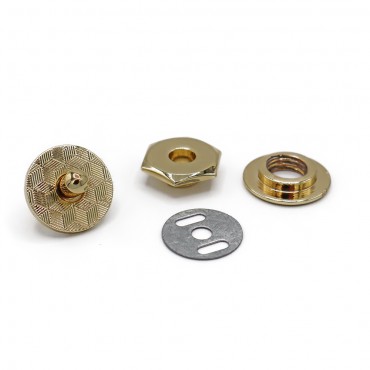 Bottone magnetico Esagono chiusura per borse con alette Oro