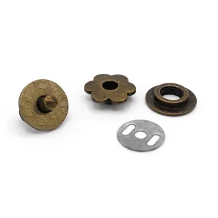 Botón magnético Flor cierre para bolsos con alas 20mm Bronzo