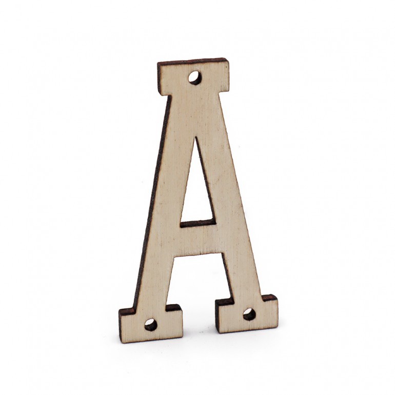 Lettera in Legno Collage con Fori da Cucire 46 mm 1 pz
