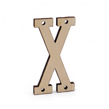 Lettera in Legno Collage con Fori da Cucire 46 mm 1 pz 
