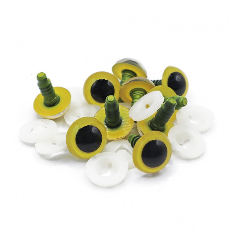 Occhi fissi cristallo Giallo per amigurumi mm14-Bustina 10 pezzi