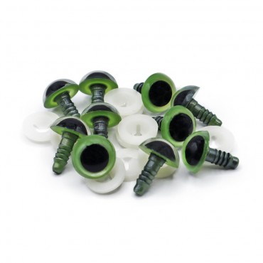 Occhi fissi cristallo Verdi per amigurumi mm14-Bustina 10 pezzi