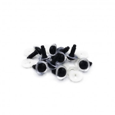 Occhi fissi per amigurumi con rondella di sicurezza 10pz Cristal