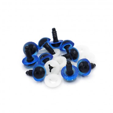 Occhi fissi per amigurumi con rondella di sicurezza 10pz Celeste