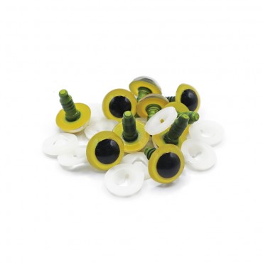 Occhi fissi per amigurumi con rondella di sicurezza 10pz Giallo
