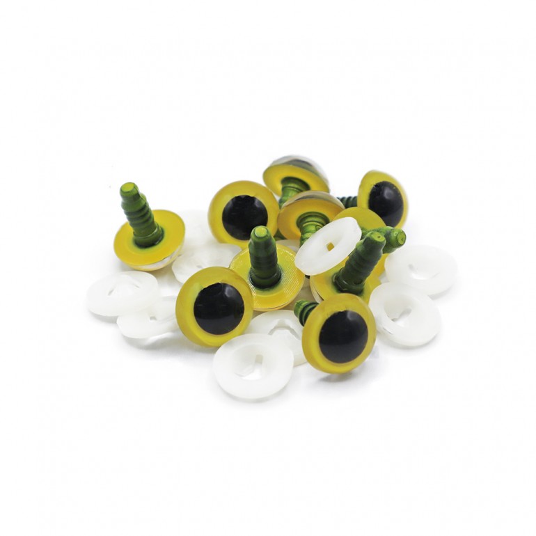 Occhi fissi cristallo Giallo per amigurumi mm10 - Bustina 10 pezzi