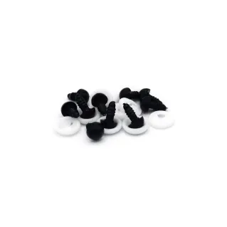 Yeux fixes noirs pour amigurumi avec rondelle de sécurité 10 pièces Black