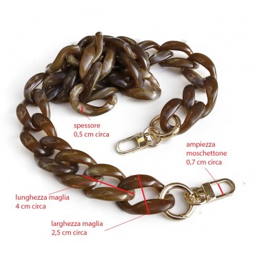 Resin chain strap Turtle Cm75 gold snap hooks