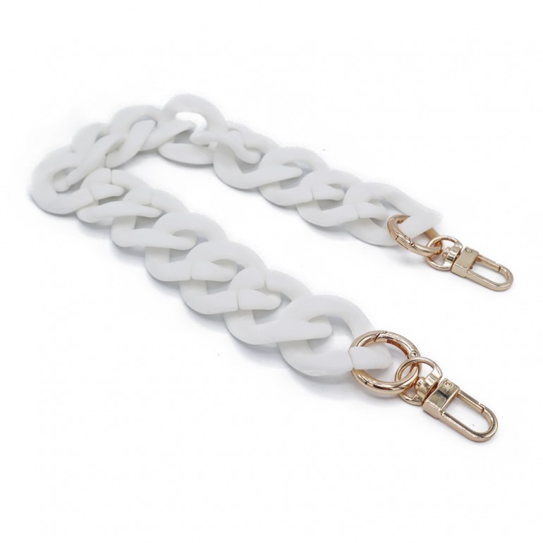 Manico Roma in resina con anelli e moschettoni per pochette