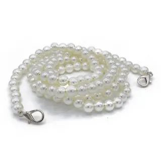 Bandoulière en perles avec mousquetons pour sacs et pochettes Bianco argento
