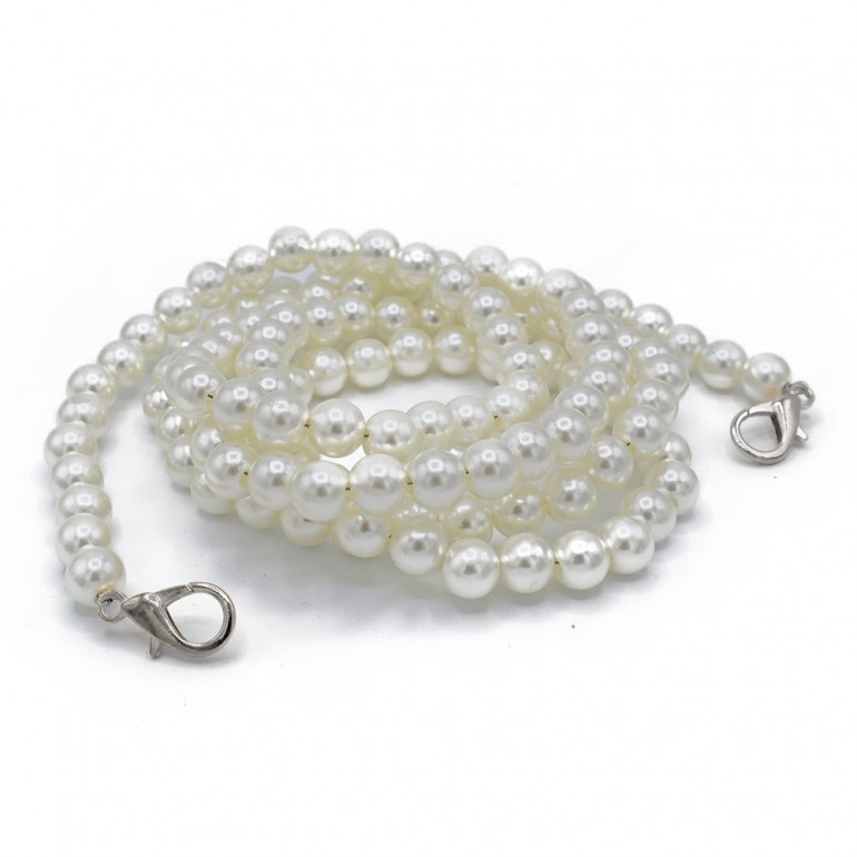 Tracolla di perle con moschettoni per borse e pochette