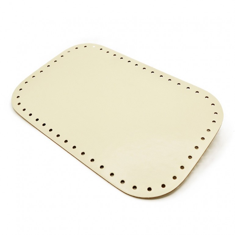 Eco Leather Bag Bottom 28x18 with Rounded Corner Ivory | Tessiland