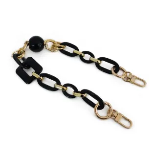 Asa Liverpool de resina con anillos y mosquetones para bolso de mano Negro