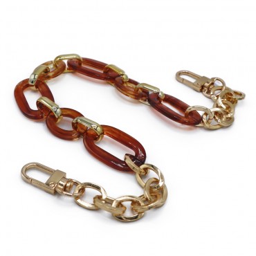 Manico Wells in resina con catena e moschettoni per pochette Ambra