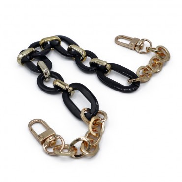 Manico Wells in resina con catena e moschettoni per pochette Nero