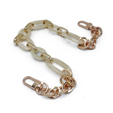 Manico Wells in resina con catena e moschettoni per pochette Avorio