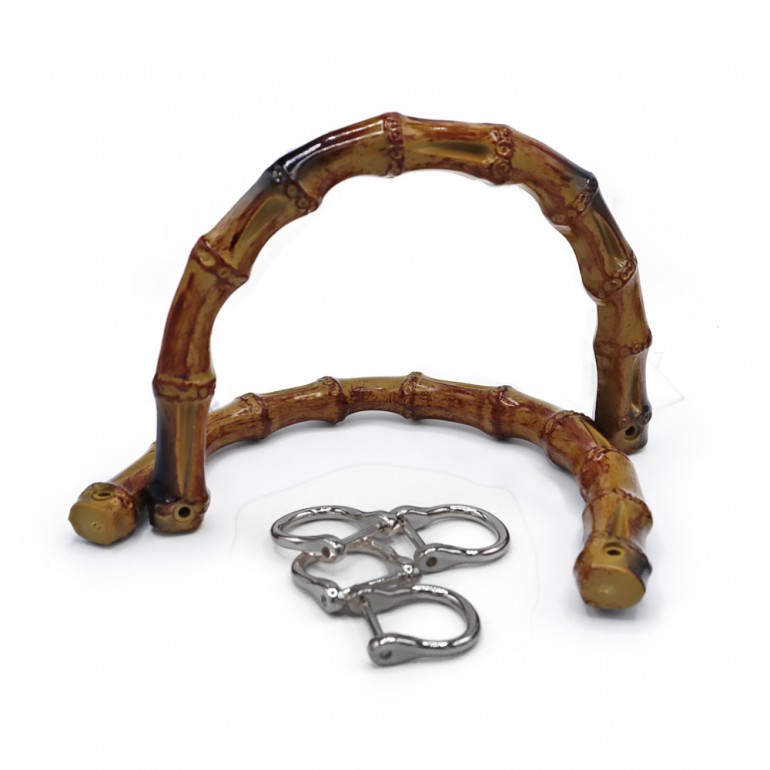 Manici in resina effetto bamboo con ganci a vite per borse