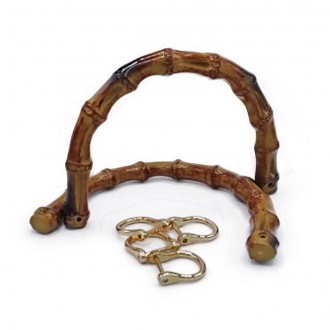 Manici in resina effetto bamboo con ganci a vite per borse 