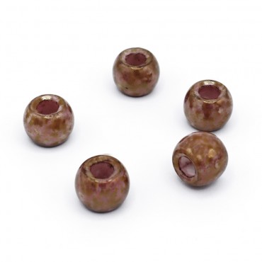 Perline 12x8mm in vetro effetto marmo per accessori e bijoux Ambra