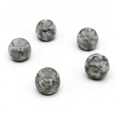 Perline 12x8mm in vetro effetto marmo per accessori e bijoux Perla