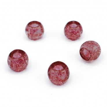 Perline cilindriche effetto marmo in vetro 12x8mm per bijoux 5pz Rosato
